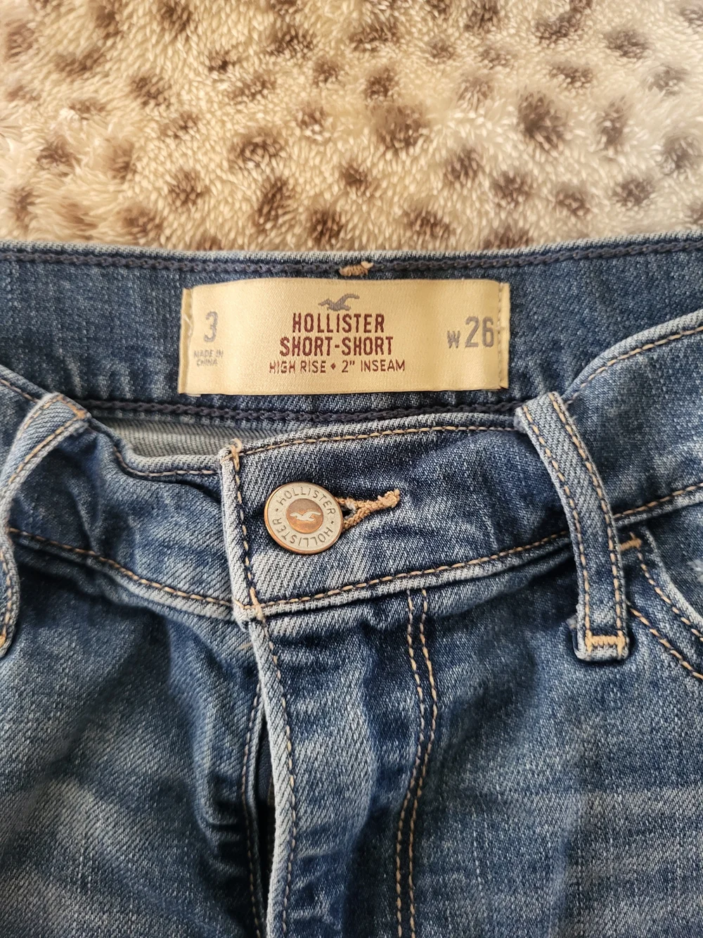 Hollister Light-Mid Blue Distressed Denim Shorts